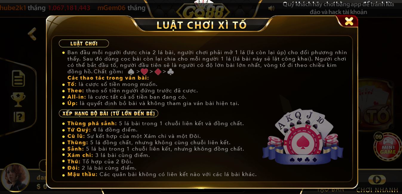 Có nên tham gia game bài xì tố Go88?